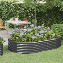 Plantekasse i galvaniseret stål - Højbed til have og altan | 214x140x36 cm | Farve: Antracitgrå