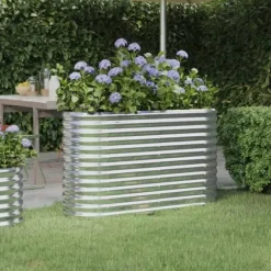 Plantekasse i galvaniseret stål - Højbed | Størrelse: 114x40x68 cm | Farve: Sølv