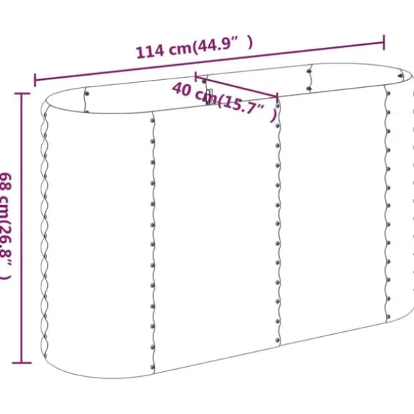 Plantekasse i galvaniseret stål - Højbed | Størrelse: 114x40x68 cm | Farve: Sølv