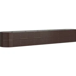 Plantekasse i galvaniseret stål - Højbed til haven | Størrelse: 440x80x68 cm | Farve: Brun