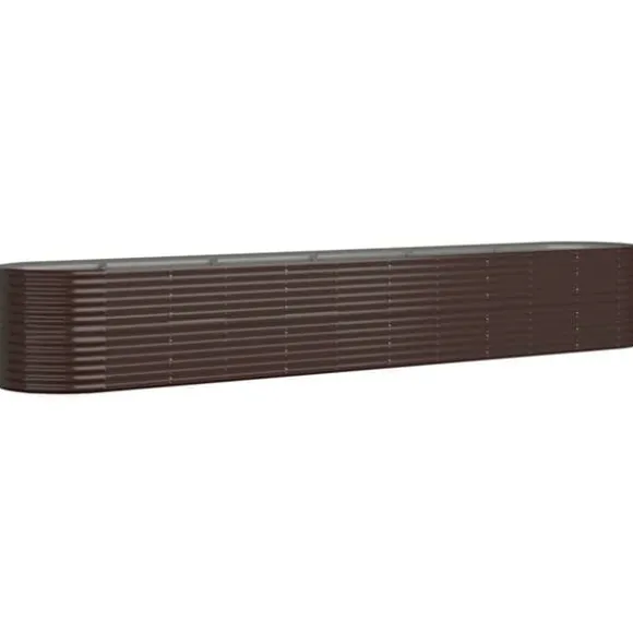 Plantekasse i galvaniseret stål - Højbed til haven | Størrelse: 440x80x68 cm | Farve: Brun