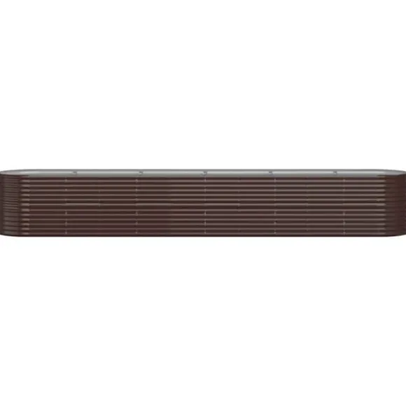 Plantekasse i galvaniseret stål - Højbed til haven | Størrelse: 440x80x68 cm | Farve: Brun