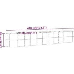 Plantekasse i galvaniseret stål - Højbed til haven | Størrelse: 440x80x68 cm | Farve: Brun