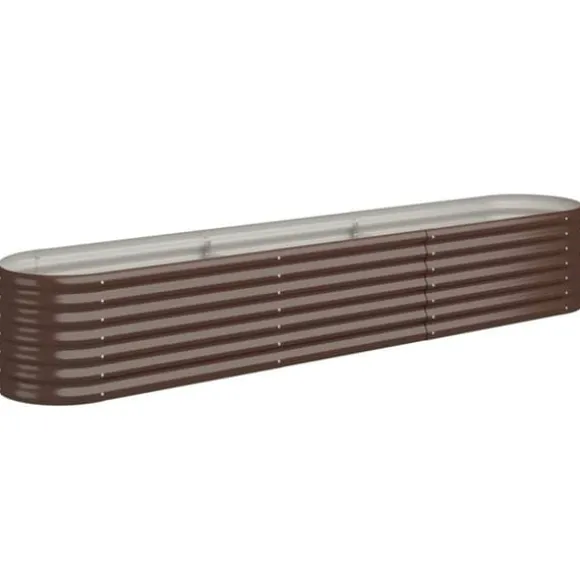 Plantekasse i galvaniseret stål - Holdbar & vejrbestandig | Størrelse: 224x40x36 cm | Farve: Brun