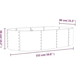 Plantekasse i galvaniseret stål - Højbed til have og altan | Størrelse: 152x80x36 cm | Farve: Grøn