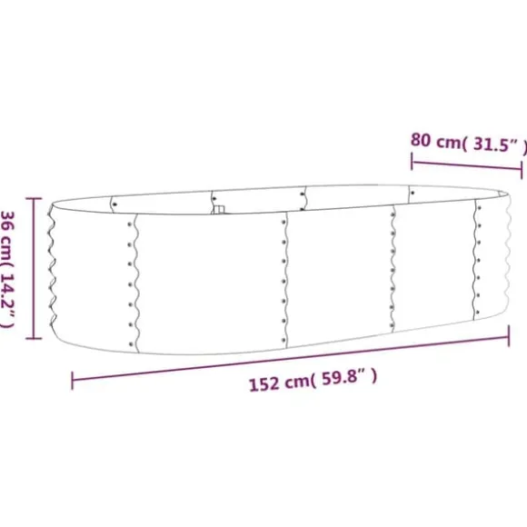 Plantekasse i galvaniseret stål - Højbed til have og altan | Størrelse: 152x80x36 cm | Farve: Grøn