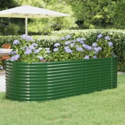 Plantekasse i galvaniseret stål - Højbed til have og terrasse | Størrelse: 249x100x68 cm | Farve: Grøn