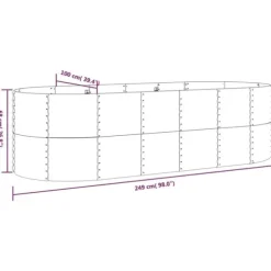 Plantekasse i galvaniseret stål - Højbed til have og terrasse | Størrelse: 249x100x68 cm | Farve: Grøn