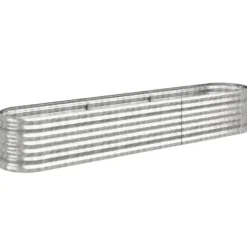 Plantekasse i galvaniseret stål - Robust højbed | Størrelse: 224x40x36 cm | Farve: Sølv