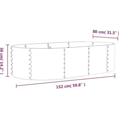 Plantekasse i galvaniseret stål - Højbed til haven | Størrelse: 152x80x36 cm | Farve: Grå
