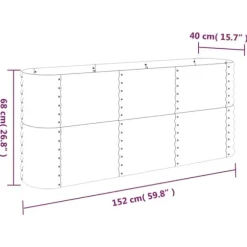 Plantekasse i galvaniseret stål - Højbed | Farve: Antracitgrå | Størrelse: 152x40x68 cm