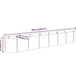 Plantekasse i galvaniseret stål - Højbed til haven | Størrelse: 260x40x36 cm | Farve: Brun