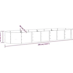 Plantekasse i galvaniseret stål - Højbed til haven | Størrelse: 296x80x36 cm | Farve: Grøn