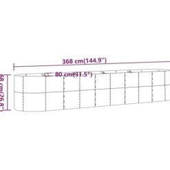 Plantekasse i galvaniseret stål - Højbed til have og terrasse | Størrelse: 368x80x68 cm | Farve: Sølv