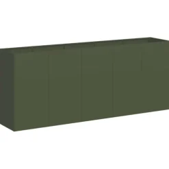 Plantekasse i koldvalset stål - Stilfuld højbed til have | Farve: Olivengrøn | Størrelse: 200x40x80 cm