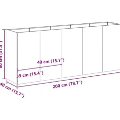 Plantekasse i koldvalset stål - Stilfuld højbed til have | Farve: Olivengrøn | Størrelse: 200x40x80 cm