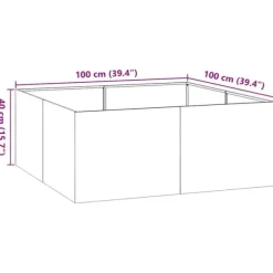 Plantekasse i koldvalset stål - Højbed til haver og terrasser | Størrelse: 100x100x40 cm | Farve: Hvid
