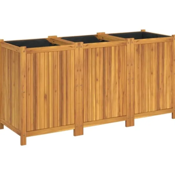 Plantekasse i massivt akacietræ - Dekorativ med dræning | Størrelse: 150x50x75 cm