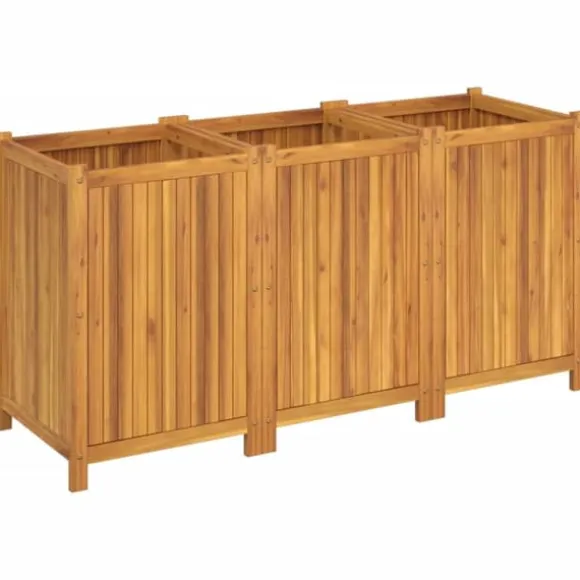 Plantekasse i massivt akacietræ - Dekorativ med dræning | Størrelse: 150x50x75 cm