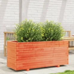 Plantekasse i massivt fyrretræ - Robuste blomsterkasser | Størrelse: 110x40x49,5 cm | Farve: Gyldenbrun