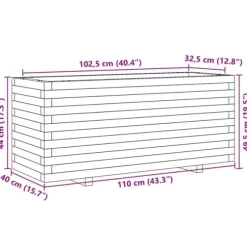 Plantekasse i massivt fyrretræ - Robuste blomsterkasser | Størrelse: 110x40x49,5 cm | Farve: Gyldenbrun