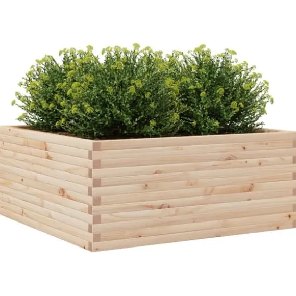 Plantekasse i massivt fyrretræ - Rustik og holdbar | Størrelse: 110x110x46 cm