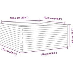Plantekasse i massivt fyrretræ - Rustik og holdbar | Størrelse: 110x110x46 cm
