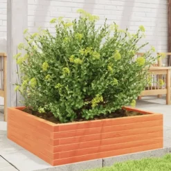 Plantekasse i massivt fyrretræ - 80x80x23 cm | Farve: Gyldenbrun