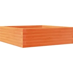 Plantekasse i massivt fyrretræ - 80x80x23 cm | Farve: Gyldenbrun