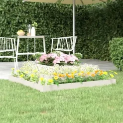 Plantekasse i massivt fyrretræ - 3 niveauer til blomster og planter | Størrelse: 110x110x27 cm | Farve: Hvid