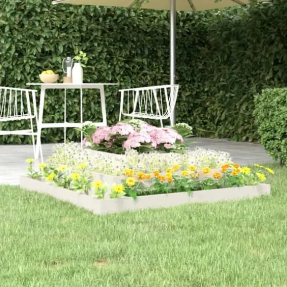 Plantekasse i massivt fyrretræ - 3 niveauer til blomster og planter | Størrelse: 110x110x27 cm | Farve: Hvid