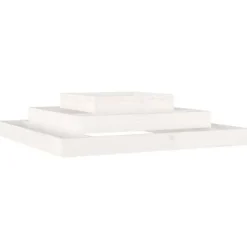 Plantekasse i massivt fyrretræ - 3 niveauer til blomster og planter | Størrelse: 110x110x27 cm | Farve: Hvid