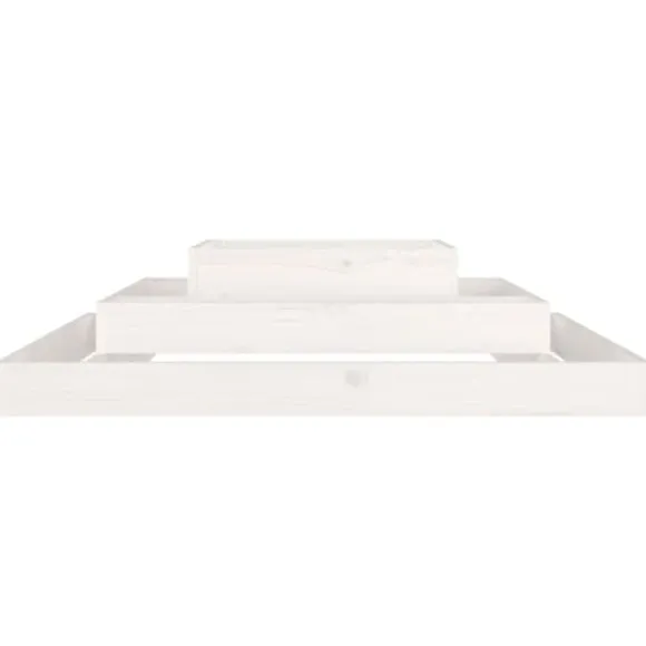 Plantekasse i massivt fyrretræ - 3 niveauer til blomster og planter | Størrelse: 110x110x27 cm | Farve: Hvid
