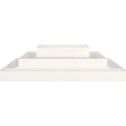 Plantekasse i massivt fyrretræ - 3 niveauer til blomster og planter | Størrelse: 110x110x27 cm | Farve: Hvid