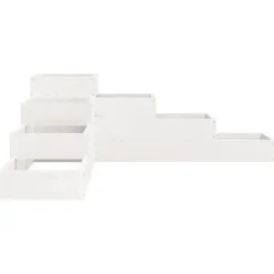 Plantekasse i massivt fyrretræ med 4 niveauer | Størrelse: 106x104,5x36 cm | Farve: Hvid