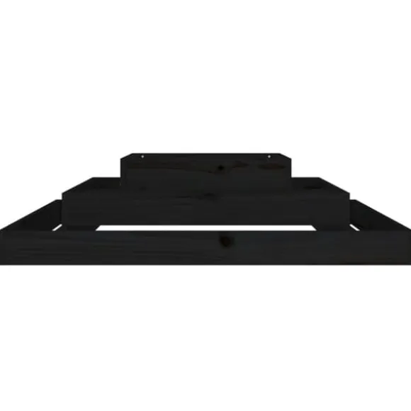 Plantekasse i massivt fyrretræ - Blomsterkasse med 3 niveauer | Størrelse: 110x110x27 cm | Farve: Sort