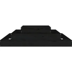 Plantekasse i massivt fyrretræ - Blomsterkasse med 3 niveauer | Størrelse: 110x110x27 cm | Farve: Sort