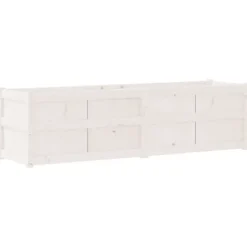 Plantekasse i massivt fyrretræ - Dekorativ til have og terrasse | Størrelse: 180x50x50 cm | Farve: Hvid