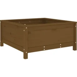 Plantekasse i massivt fyrretræ - Højbed til have & terrasse | Størrelse: 82,5x82,5x39 cm | Farve: Gyldenbrun