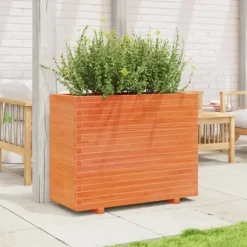 Plantekasse i massivt fyrretræ - Dekorativ havekasse | Størrelse: 90x40x72 cm | Farve: Gyldenbrun