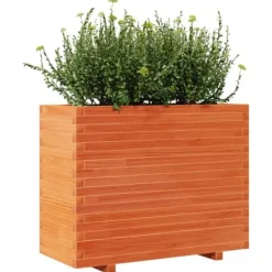Plantekasse i massivt fyrretræ - Dekorativ havekasse | Størrelse: 90x40x72 cm | Farve: Gyldenbrun