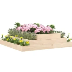 Plantekasse i massivt fyrretræ - 110x110x27 cm | Farve: Naturlig træfinish
