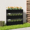 Plantekasse i massivt fyrretræ - Dekorativ til altaner | Størrelse: 112x25x104,5 cm | Farve: Sort