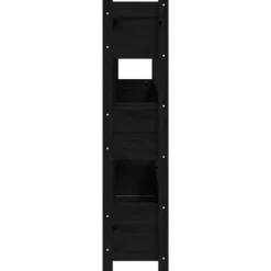 Plantekasse i massivt fyrretræ - Dekorativ til altaner | Størrelse: 112x25x104,5 cm | Farve: Sort