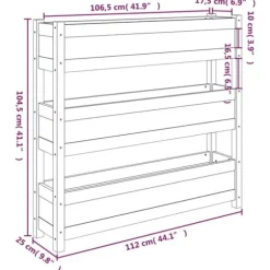 Plantekasse i massivt fyrretræ - Dekorativ til altaner | Størrelse: 112x25x104,5 cm | Farve: Sort