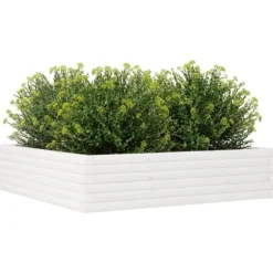 Plantekasse i massivt fyrretræ - Dybde 100 cm | Farve: Hvid | Størrelse: 100x100x23 cm