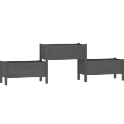 Plantekasse i massivt fyrretræ - Rustik & stabil | Størrelse: 245,5x44x75 cm | Farve: Grå
