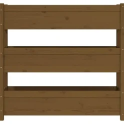 Plantekasse i massivt fyrretræ - Stabil og dekorativ | Størrelse: 112x25x104,5 cm | Farve: Gyldenbrun