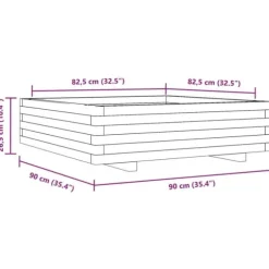 Plantekasse i massivt fyrretræ - 90x90x26,5 cm | Størrelse: 90x90x26,5 cm