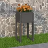 Plantekasse i massivt fyrretræ - Dekorativ blomsterkasse | Størrelse: 40x40x81 cm | Farve: Grå